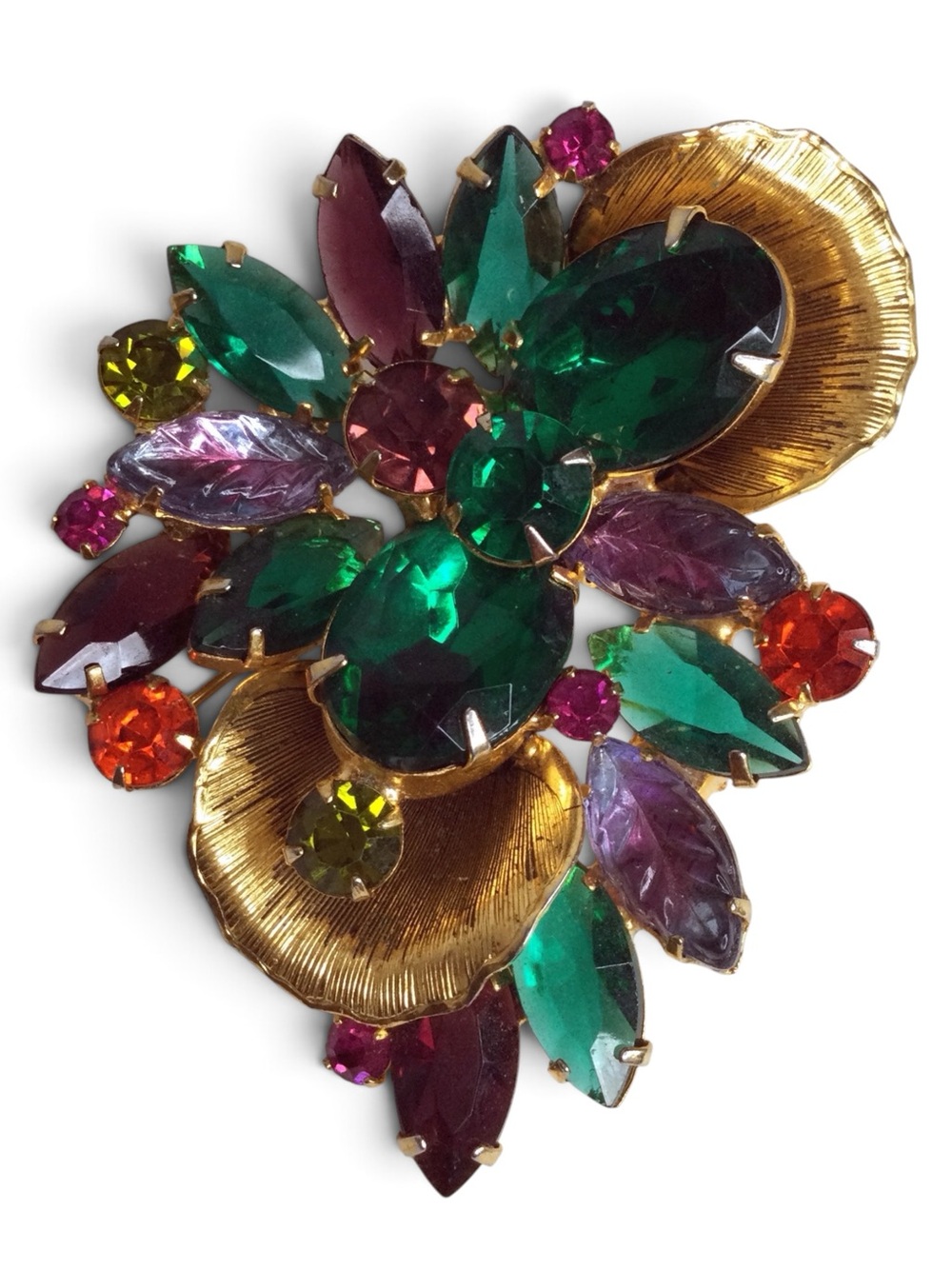 Vintage Juliana D&E Multicolor Rhinestone Floral Spray Brooch